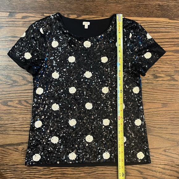 J. Crew Polka Dot Sequin T-shirt, Black & White Size S - Picture 3 of 12